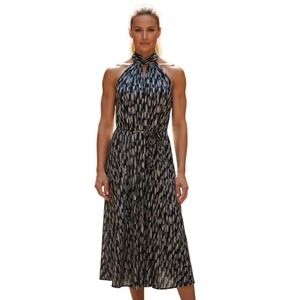 Banana Republic Womens Petite Medium Halter Dress Black White Abstract‎ New